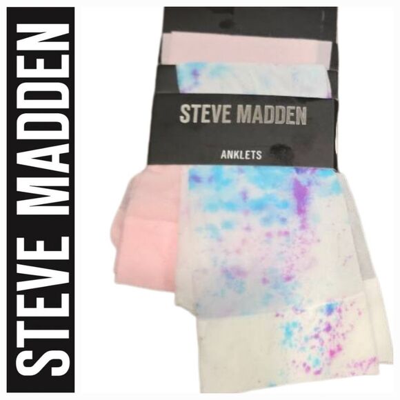 Steve Madden 2-Pair Tie Dye/Solid Anklet Socks - Picture 1 of 4